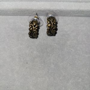 Vintage Cookie Lee Earrings Bronze Heart & Vines